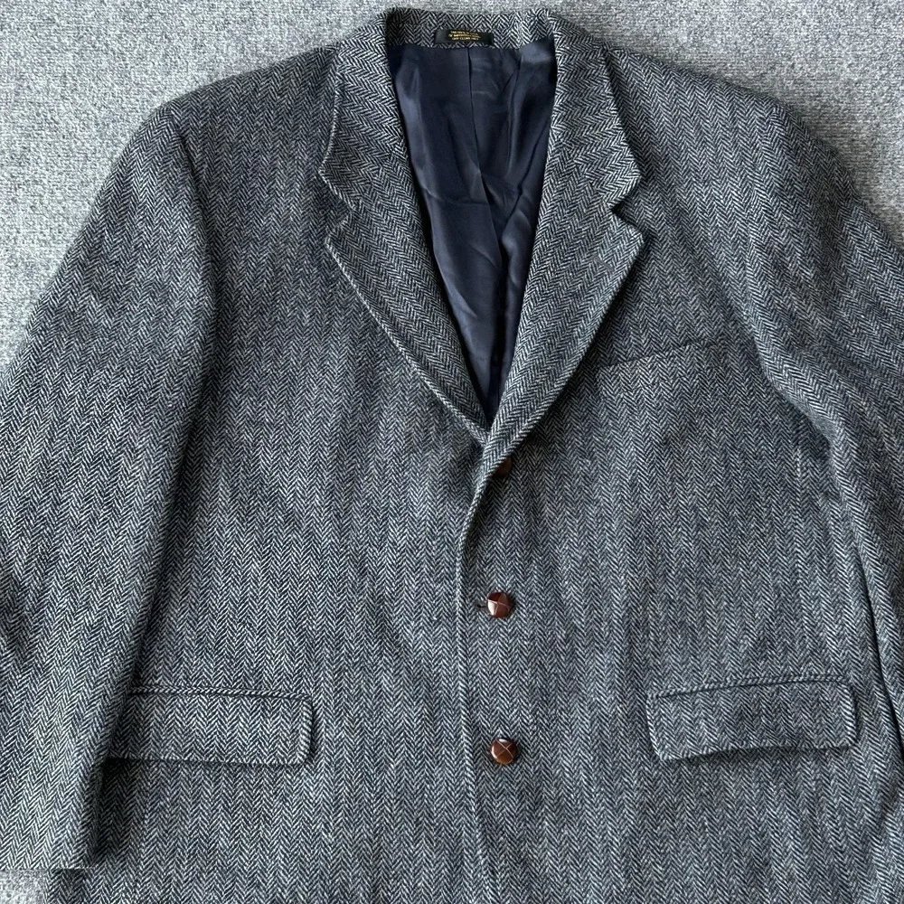 Vintage Orvis Harris Tweed Blazer Coat Mens 46 Wool Herringbone 2 Button USA